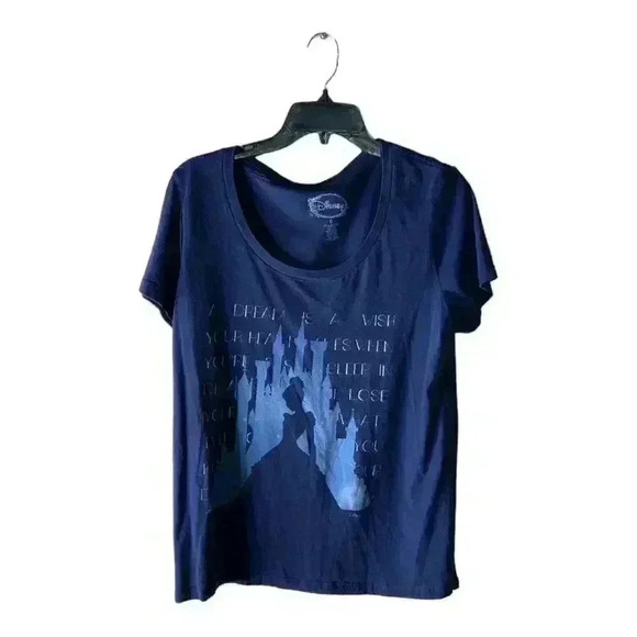 Disney Cinderella Christmas Tee Juniors T-Shirt Sz 0 Crew Neck Short Sleeve Blue - Picture 1 of 6